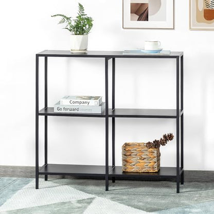 HDANI 31.5 Inch Metal Console Table with 3 Tier Strage Shelves,Narrow Entryway Table,Modern Sofa Tables for Entryway, Living Room,Bedroom,Black - color: Black, size: 31.5×9.84×29.53in