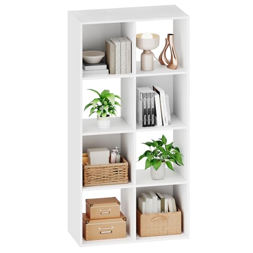 Sweetcrispy 8 Cube Storage Organizer - Open Cube Bookshelf with 4 Removable Back Panels, Display Storage Bookcase for Living Room, Bedroom, Entrance Hall, Home Office，47.7" Lx11.6 Wx24 H, White - color: White, size: 8-Cube(47.7"L×11.6" W×24"H)