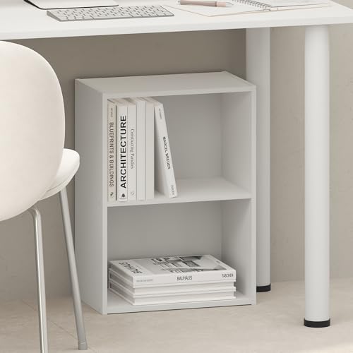Toki 2-Tier Book Shelf, Bookcase, Bookshelf, 9 x 16 x 21 Inches, for Home Office, Living Room,White - color: White, size: 2-Tier