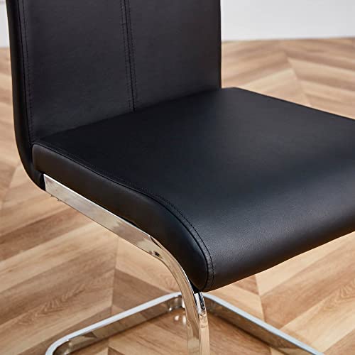 Baysitone Modern Dining Chairs Set of 2, Side & Kitchen Chairs with Faux Leather Padded Seat, High Back, for Dining, Kitchen, Living Room - Black - color: Black, size: Set of 2