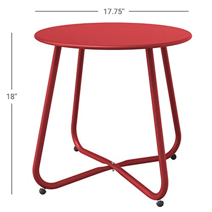 Grand patio Outdoor Side Table 18-inch Round End Table Accent Table for Bistro Balcony Apartment Red - color: Round Feet, Red