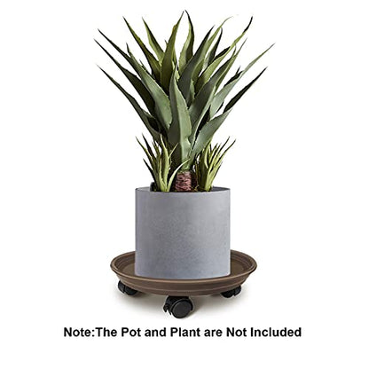 Plant Caddy with Wheels, Rolling Plant Dolly with Casters, Brown | Movable Plant Stand, Flower Pot Dolly Holder, Planter Pot Mover, Indoor Outdoor Use, 2 Wheels with Lock, Fit Most Pots - color: Brown