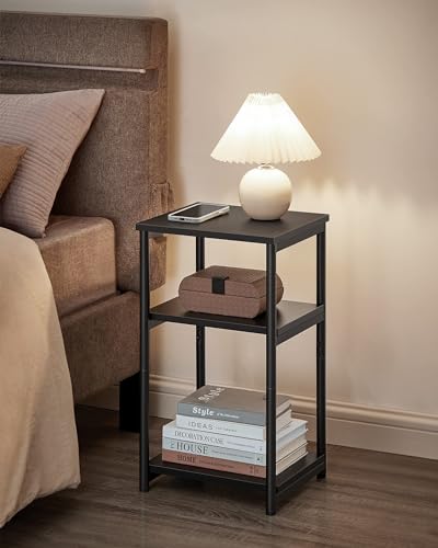 VASAGLE BARNET Collection - Side Table, Small End Table for Living Room, Modern Tall Nightstand, Bedroom, Office, Bathroom, Steel Frame, Ink Black ULET273B16 - color: Ink Black
