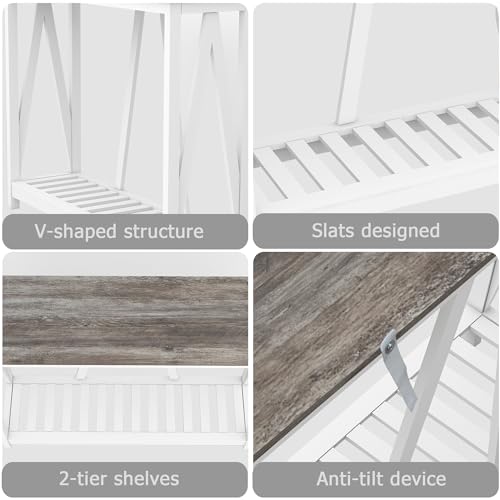 Farmhouse Console Table for Entryway, 39.3 Inch Sofa Table with Storage Shelf, Hallway Table, Narrow Behind Couch Table for Foyer, Living Room，Oak Grey - color: Oak Grey