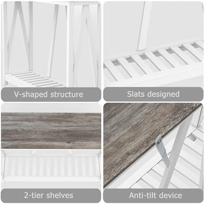 Farmhouse Console Table for Entryway, 39.3 Inch Sofa Table with Storage Shelf, Hallway Table, Narrow Behind Couch Table for Foyer, Living Room，Oak Grey - color: Oak Grey