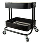 2 Tier Utility Cart，Metal Rolling Cart with Wheels and Cover for Office Home Kitchen Organization (Black-1, 2 Tier) - color: Black-1