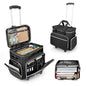 LIWSHWZ Rolling Teacher Tote Bag,Wheeled Teacher Bag with Detachable Dolly & File Teacher Tote - color: Black