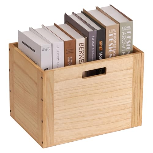 KIRIGEN Stackable Wood Storage Cube /Basket/ Bins Organizer for Home Books Clothes Modular Open Cubby Storage System - Office Cubical Bookcase Closet Shelves C26-NA - color: Natural, size: L/10.3*14.2*10.3(C26)
