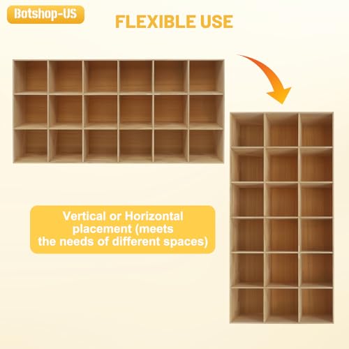 Gdrasuya10 18 Cube Storage Organizer with Closed Back Panel, 70" Long Horizontal Cube Shelf Floor Standing Opening Bookshelf, Display Shelf, Closet Cabinet for Home and Office - size: 18 Cubes
