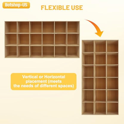 Gdrasuya10 18 Cube Storage Organizer with Closed Back Panel, 70" Long Horizontal Cube Shelf Floor Standing Opening Bookshelf, Display Shelf, Closet Cabinet for Home and Office - size: 18 Cubes