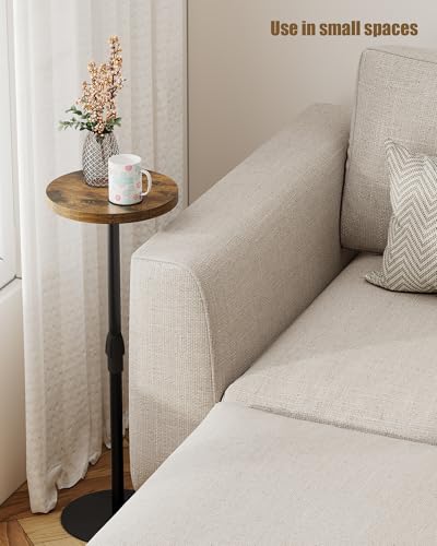 TUTOTAK Tall Round Side Table, Small End Table, Drink Table, Pedestal Table | for Small Spaces, Accent Nightstand, livingroom, Bedroom, Brown TB01BB096 - color: Brown, size: 1 Pack, style: Adjustable