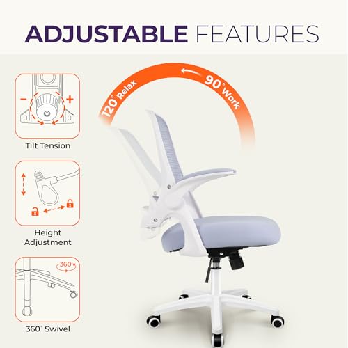 NEO CHAIR Office Desk Gaming Ergonomic Computer Chair with Lumbar Back Support Adjustable Height Swivel Rolling Wheels Flip-up Arms Mesh Chair for Home Vanity (Purple) - color: Purple