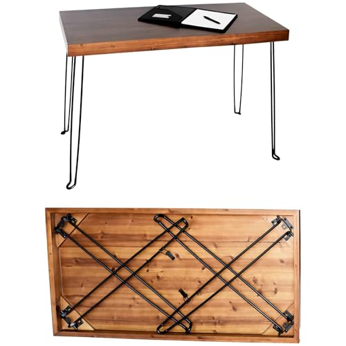 Sleekform Wood Folding Table - The Portland Lightweight Portable Desk | Small Wooden Foldable Table, No Assembly Required - Light Weight Folding Desk for Small Spaces - color: Walnut, size: 43 x 22