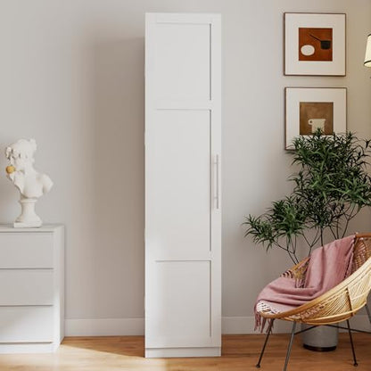 Kitchen Pantry Cabinet White Freestanding Buffet Cupboard with 6 Shelves & 12 Side Racks, Adjustable Shelves, Multi-Functional Storage for Kitchen, Living Room & Dining Room