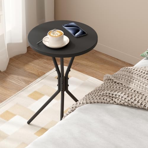 TUTOTAK Small Round End Table, Mini Side Table, Drink Table, Pedestal Table | for Small Spaces, Accent Nightstand, livingroom, Bedroom, Black TB01BK098 - color: Black, size: 1 Pack, style: Triangle