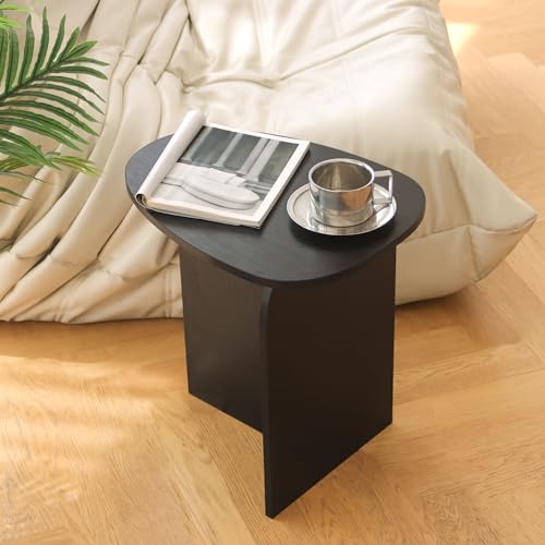 AWASEN Black Side Table, Small Triangle End Table Living Room, Black | Modern Accent Table with Unique Tabletop, Mini Bedside Table for Small Spaces - color: Black