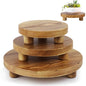 Wooden Plant Stands,Wood Risers Indoor Outdoor for Decor,Wooden Stool Display Stand for Home Table Bathroom Kitchen,Round Brown,3PCS