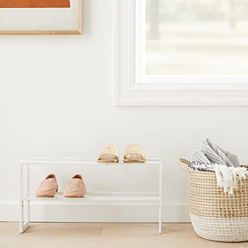 YAMAZAKI Home Expanding Shoe Rack, Metal, Adjustable Steel One Size White - color: White, size: Double