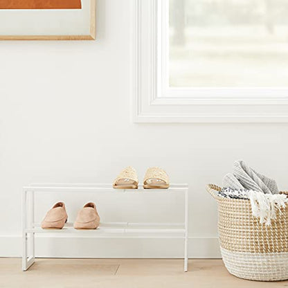 YAMAZAKI Home Expanding Shoe Rack, Metal, Adjustable Steel One Size White - color: White, size: Double