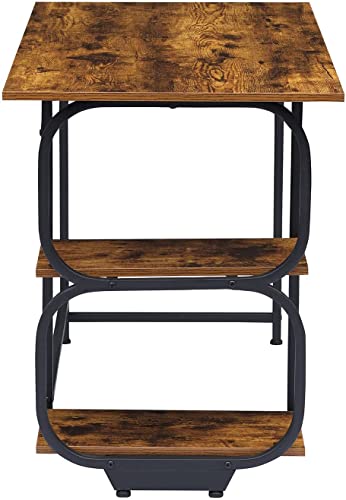 Anivia Writing Computer Home Office Desk with 2 Storage Shelves on Left or Right Side, Industrial Simple Style Wood Table Metal PC Laptop Notebook, 47", Rustic Brown + Black Frame - color: Rustic Brown + Black Frame