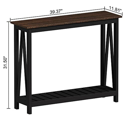 ChooChoo Console Table for Entryway Sofa Tables Living Room Farmhouse, Hallway Foyer Table Narrow with Shelf, Black - color: Black, size: 11.8"d X 39.4"w X 31.5"h