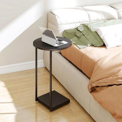 HDANI C End Table,Couch Table That Slide Under,Small Sofa Side Table in Living Room,Bedroom,Black - color: Black, size: Round