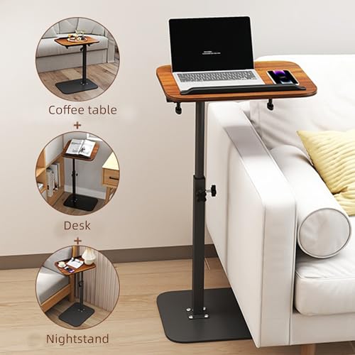 FuturelOT Sofa Couch Arm Table Tv Tray Small Bedside Table C Shaped Adjustable Height Side End Tables for Living Room, Bedroom, Pure Black - color: Pure Black