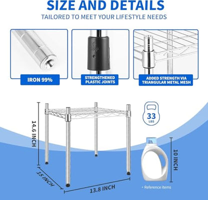 Simple Deluxe 1-Tier Shelving Unit, 15" W x 15" D x 13.8" H Wire Metal Storage Rack, Chrome - color: Chrome, size: 1-Tier, 15"W x 15"D x 14"H