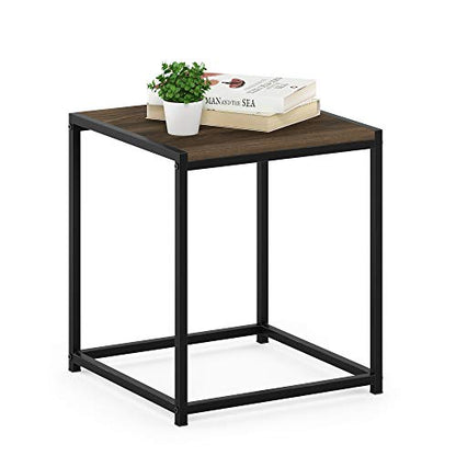 Modern End Table with Metal Frame, Easy Assembly Night Stand, Square Open Frame Bedside Table, Side Table, for Bedroom, Living Room, Columbia Walnut - color: Columbia Walnut, size: 1 Tier, Set of 1