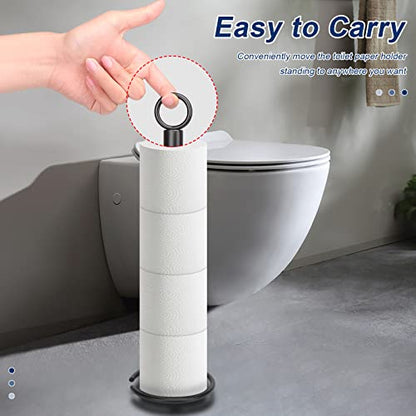 NearMoon Bath Toilet Paper Holder Stand, Freestanding Tissue Paper Storage with Reserve, Space Toilet 4 Rolls Holder for Bathroom/Kitchen Countertop-All Metal (1 Pack, Matte Black) - color: Matte Black