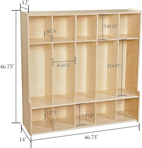 Contender 5-Section Coat Locker with Bench & Cubby Storage for Kids, Backpack Organizer with Cubbies Storage for Daycare, Preschool, Kindergarten [Natural] - style: Assembly Required