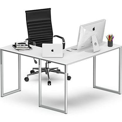 SHW Mission 48 x 48 Inches L-Shape Home Office Computer Desk, White - color: White, size: 48-Inch L-Shaped
