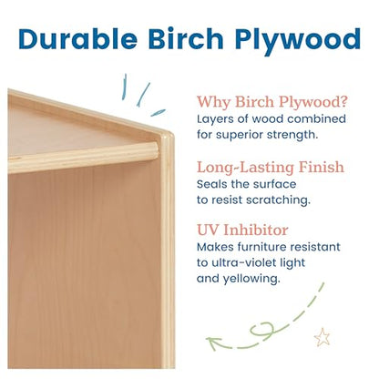 ECR4Kids Streamline 2-Shelf Double-Sided Storage Cabinet, 30in, Classroom Furniture, Natural - color: Natural