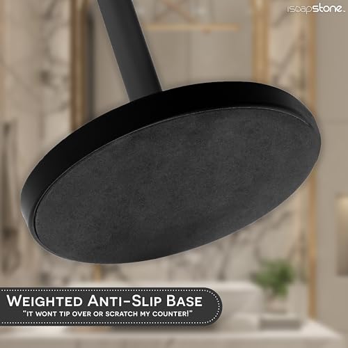Luxury Hand Towel Holder Stand with Heavy Weighted Base, Matte Black Towel Rack, T-Shape, Freestanding Towel Stand for Bathroom Vanity or Kitchen Countertop, Waterproof Counter Organizer - color: Matte Black