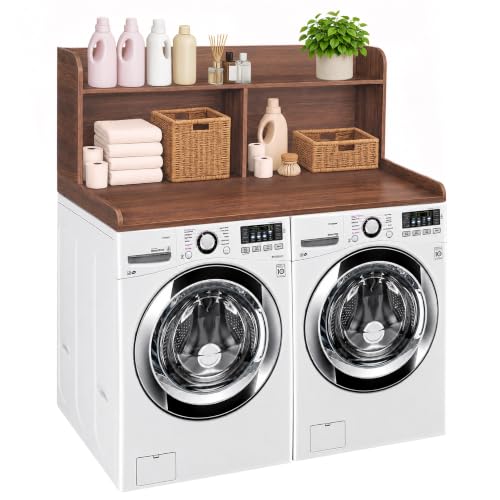 Royxen Laundry Countertop with 20" Shelf Universal Fit, Washer and Dryer Countertop with Storage Space, Laundry Room Storage (Walnut) - color: Walnut Color
