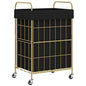 90L Laundry Hamper with Wheels, Laundry Basket with Handle and Liner Bag | Lockable Casters; Reinforced Frame; Breathable Fabric; Space-Efficient Design - color: Golden+Black, size: 90L-1 Section