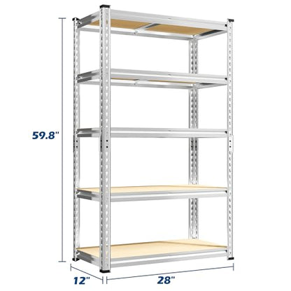 REIBII Storage Shelves 2020LBS Garage Shelving Heavy Duty Metal Shelving Adjustable 5 Tier Pantry Shelves for Garage Closet Kitchen Basement 28" W x 12" D x 59.8" H, 3 Pack - size: 28"W x 12"D x 59.8"H