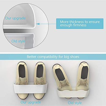 Wall Mounted Shoes Rack 2Pack with Sticky Hanging Strips, Plastic Shoes Holder Storage Organizer,Door Shoe Hangers (SM03-White-2) - color: SM03-White-2