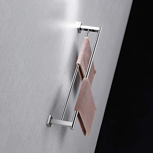 Miyili Bathroom Double Towel Bar 24-Inch Stainless Steel Bath Hand Towel Rack Wall Mount Polished Finish, A02C60B - color: Polished Steel, size: 24-Inch