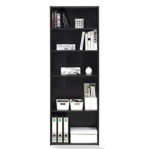 FURINNO Wright 5-Shelf Bookcase, Cinnamon Cherry - color: Cinnamon Cherry, size: 5-Tier, Adjustable