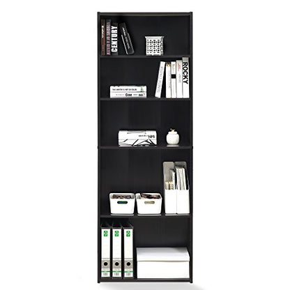 FURINNO Wright 5-Shelf Bookcase, Cinnamon Cherry - color: Cinnamon Cherry, size: 5-Tier, Adjustable