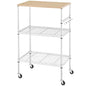 BolDuck 450Lbs Capacity Microwave Cart with Wheels, 3 Tier Rolling Cart with Adjustable Shelves, Multifunctional Metal Utility Storage Kitchen Carts on Wheels, 23.6" L*15.7" W*37" H, Wood+Chrome - size: 23.6"L*15.7"W*37"H with Adjustable Shelves