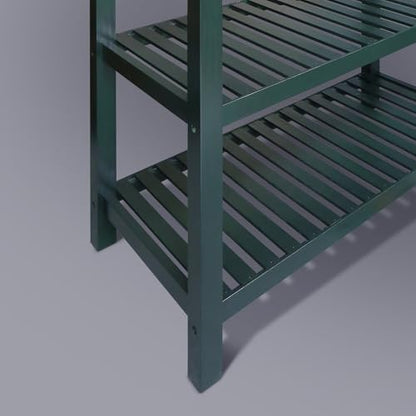 Kitchen Island with Solid Wood Top, Natural/Hunter Green - color: Hunter Green