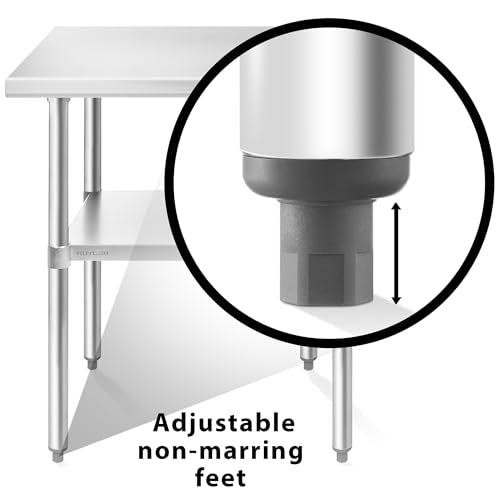 KUTLER Stainless Steel Table 24 x 36 Inches, NSF Heavy Duty Commercial Kitchen Prep and Work Table with Undershelf for Restaurant, Hotel, Home - size: 24" x 36"