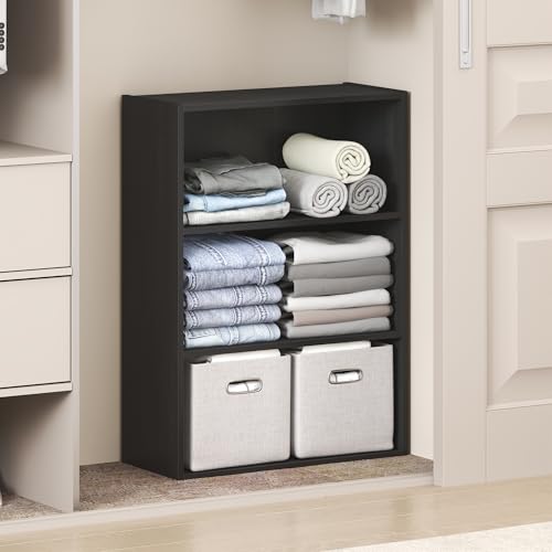 Furinno Reed Closet Organizers and Storage, 3-Tier Closet Organizer, Open Shelf Closet Storage, for Wardrobe, Bedroom, Living Room, Americano - color: Americano, size: 3-Tier, 23.7"W