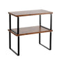 2-Pack Expandable Stackable Cabinet Shelf, Metal and Wood, (Brown) - color: Brown