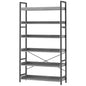 HCHQHS Bookshelf, Adjustable Industrial Bookcase, Vertical Tall Book Shelf, Wood and Black Metal Open Bookshelves for Home Office, Living Room, Bedroom (Grey, 6-Tier (31" W x 70" H)) - color: Grey, size: 6-Tier (31"W x 70"H)