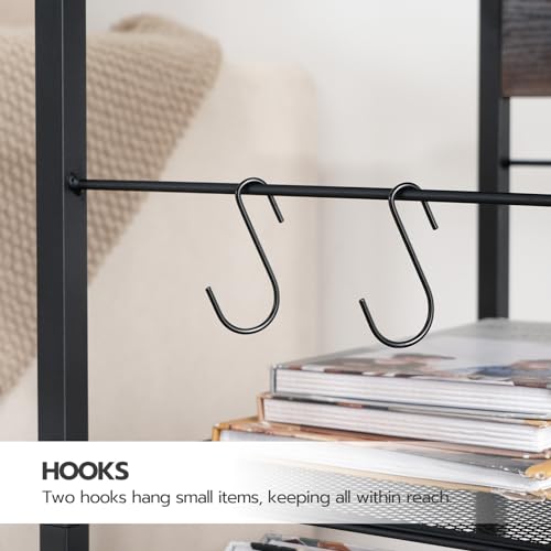HOOBRO Industrial Printer Stand, 3-Tier Mobile Printer Table, Rolling Cart with Power Outlets and USB Ports, Home Printer Stand with 2 Hooks, for Office, Living Room, Black BB22UPS01 - color: Black