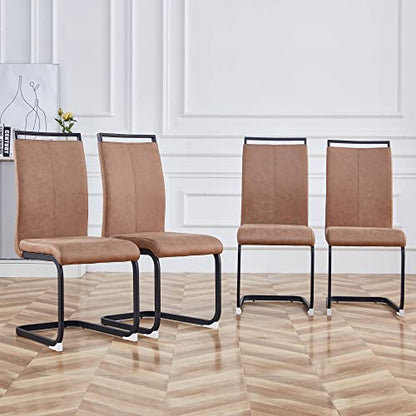 Baysitone Modern Dining Chairs Set of 4, Side & Kitchen Chairs with Leathaire Padded Seat High Back, for Dining, Kitchen & Living Room - Brown - color: Brown, size: Set of 4
