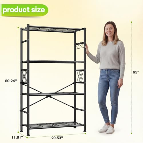 DurayLoly Wire Shelving with Hooks,Metal Shelving Units Shelf Organizer,Wobble-Free Garage Shelving with Adjustable Leveling Feet for Kitchen Pantry Laundry Bathroom Closet Dorm - size: 30" W x 12" D x 60" H (4T)